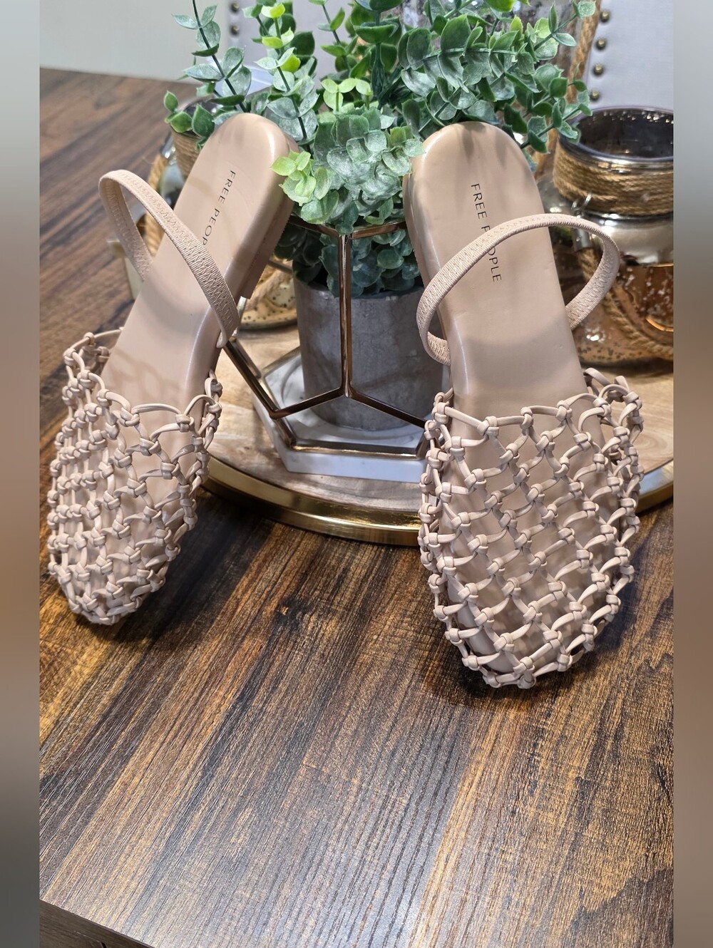 Free People Blushwoven Slingback Flats in Soft Nude